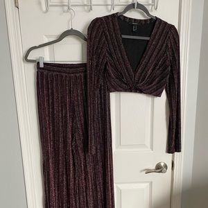 70s sparkly pinstripe two piece set